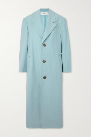 Ami Cappotto In Twill Di Misto Lana - Blu