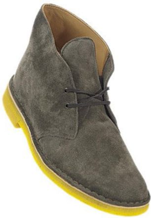Clarks Desert Chukka Mens Green Yellow Suede Round Toe Ankle Boot KHD2635