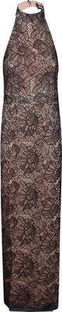Rotate Black Lace Halterneck Floral Lace Midi Dress
