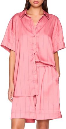 Susana Monaco Oversize Stripe Button-Up Shirt in Rosa at Nordstrom, Size X-Small