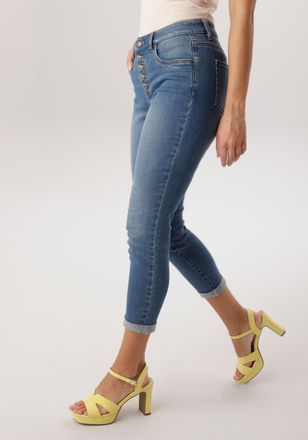 Aniston Straight-Jeans ANISTON SELECTED, Damen, Gr. 36, N-Gr, blau, used, Denim/Jeans, Obermaterial: 98% Baumwolle, 2% Elasthan, figurbetont 7/8-L&auml;nge, Jeans 