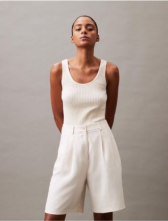 Calvin Klein Jeans Calvin Klein Womens Smooth Cotton Rib Sweater Tank Top - White - XS