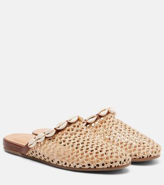 Ancient Greek Sandals Slipper embellished raffia mules
