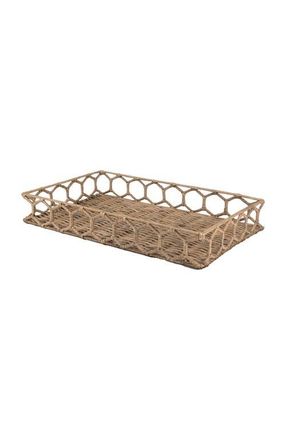 Happimess Honeycomb 19.75 Rustic Bohemian Hand-Woven Rattan Tray, Natural at Nordstrom
