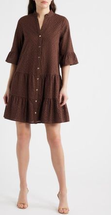 Anne Klein Eyelet Tiered Dress in Dark Chocolate at Nordstrom, Size 3 X