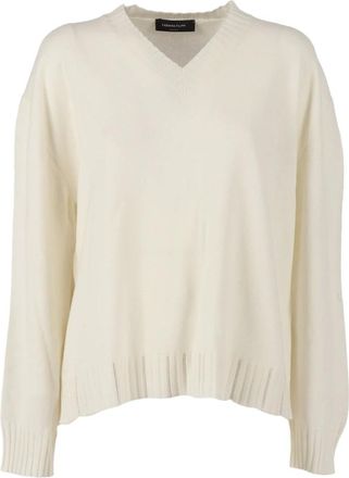 Fabiana Filippi V-neck Knitwear, female, Beige, Size: S Maglia Scollo V in Platinum