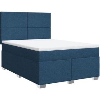 vidaXL Cama Box Spring Con Colch&oacute;n Tela Azul 160x200 Cm Vidaxl