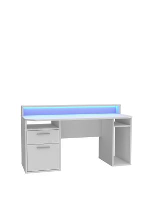 MID.YOU Mid.you Gamingtisch, Weiß, Kunststoff, 1 Schubladen, rechteckig, 91x72x160 cm, Kabeldurchlass, Stauraum, Regal, Büromöbel, Schreibtische, Schreibtisch