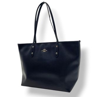 Coach Navy Leather Tote Bag (Pre-Owned)
