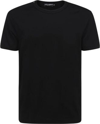 Dolce & Gabbana T-Shirts, male, Black, Size: M Ribbed Cotton Crew Neck T-Shirt