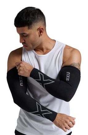 2XU Flex Run Comp Arm Sleeves in Black/grey at Nordstrom, Size Xx-Large