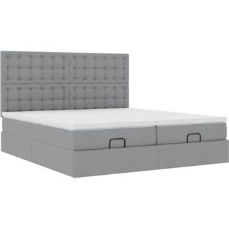 vidaXL Estructura De Cama Otomana Colchones Tela Gris Claro 200x200cm Vidaxl