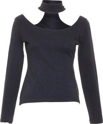 Jean Paul Gaultier Black Scoop Neck Choker Cutout Top