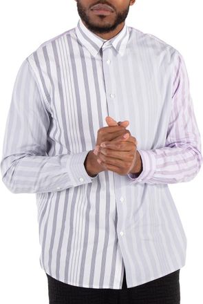 J.W.Anderson Striped Patchwork Cotton Shirt, Brand Size 50 ( US Size 40 )