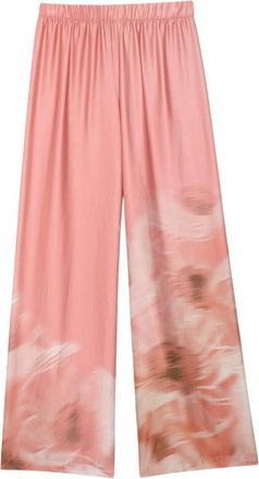 ottod'Ame Abstract Print Satin Viscose Broeken - Dames - Wijde Broeken - Veelkleurig - XS - Satijn - Broeken