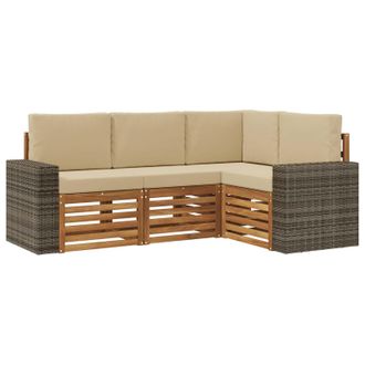 vidaXL Juegos De Sof&aacute;s Con Coj&iacute;n 4 Pcs Madera De Acacia S&oacute;lida Vidaxl