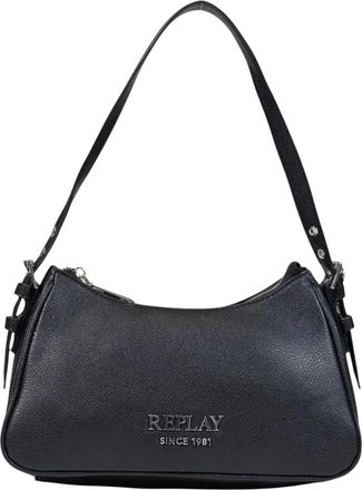 Replay Borsa Media in Sintetico Texturizzato - - Bags - Donna - Nero - ONE SIZE