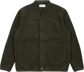 Universal Works Klassieke Cardigan met Zakken - Heren - Vesten - Groen - S - Truien & Vesten