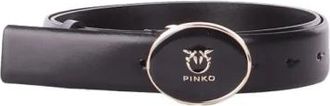 Pinko Round Enamel H2.8 Belt - Dames - Riemen - Zwart - M - Leer - Accessoires