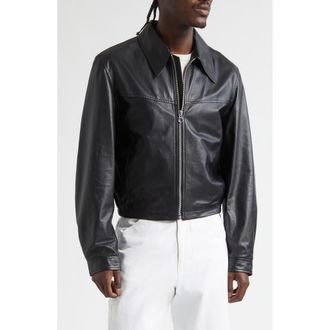 Christophe Lemaire Leather Blouson Biker Jacket in Black at Nordstrom, Size X-Large
