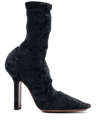 VETEMENTS crushed velvet sock boots - Black