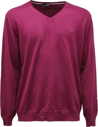 Harmont & Blaine Hri 002 Maglione Trui - Heren - V-hals truien - Paars - XL - Wol - Truien & Vesten