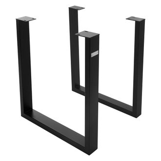ML Design 2x patas de mesa industrial 70x74 cm acero negro mate en forma de u