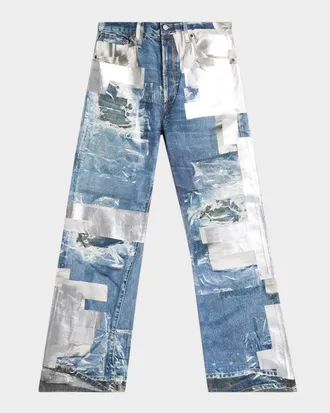 Acne Studios Men & apos;s Tape Print Straight-Leg Jeans