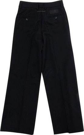 Maison Margiela Boys Pants With Side Pockets, Black Hems Wool Trousers