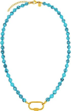 Petit Moments Beaded Carabiner Necklace in Turquoise/Gold at Nordstrom