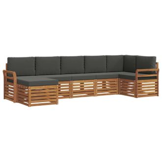 vidaXL Conjunto De Sof&aacute; Seccional Con Coj&iacute;n 7 Pcs Natural Y Antracita Vidaxl