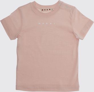 Marni T-shirt da bambino in cotone con logo stampato e bottoni sulla spalla