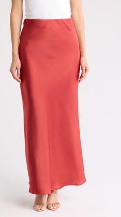 Renee C Satin A-Line Skirt in Rust at Nordstrom Rack, Size X-Small