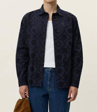 Les Deux Kalen Anglaise Striped Shirt In Dark Navy