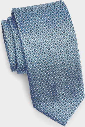 Canali Men & apos;s Micro-Geometric Silk Tie, Blue