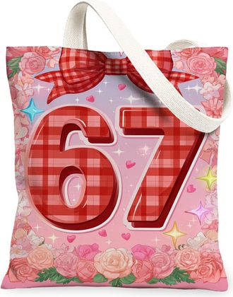 Generic Floral Canvas Tote Bag, Vintage Rose Pattern Reusable Grocery Bags, Spring Romantic Lightweight Washable Shoulder Strap Can, Peach, 13x15 Inch