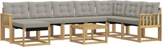 vidaXL Conjunto De Sof&aacute;s De Exterior 9 Uds. Blanco Y Gris Claro Vidaxl