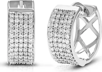 Vir Jewels 1/2 cttw Lab Grown Diamond Hoops Earrings in Sterling Silver With Hidden Post For Women