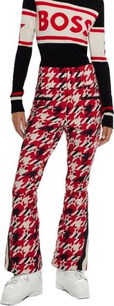 HUGO BOSS Womens Houndstooth Flared Ski Salopette in Red - Size 14 UK