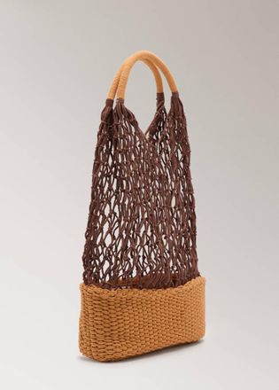 Mango Borsa a tracolla rete cotone marrone - Donna - Taglia unica - MANGO