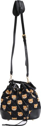 Moschino Quilted Teddy Bear Bucket Bag in Black Leather