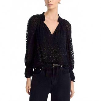 Veronica Beard Maxime Lace Blouse In Black/gold