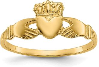 Diamond2Deal 14k Yellow Gold Polished Ladies Claddagh Ring