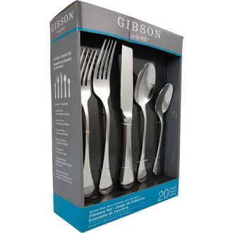 Gibson Home Classic Manchester 20-Piece Flatware Set in Metallic Silver at Nordstrom