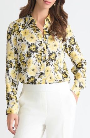 Kasper Floral Button-Up Shirt in Vanilla Ice Multi at Nordstrom, Size X-Large