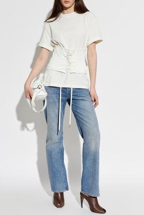 Alexander McQueen T-shirt With Decorative Tie, Womens, White