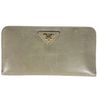 Prada Grayish Leather Long Wallet (Bi-Fold) (Pre-Owned)