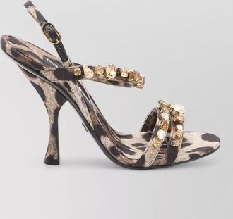 Dolce & Gabbana satin crystal embellished leopard print sandals