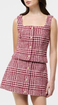 French Connection Houndstooth Check Button-Up Vest in Scarlet Multi at Nordstrom Rack, Size 6