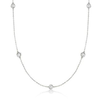 Ross-Simons Bezel-Set Diamond Station Necklace in 14kt White Gold